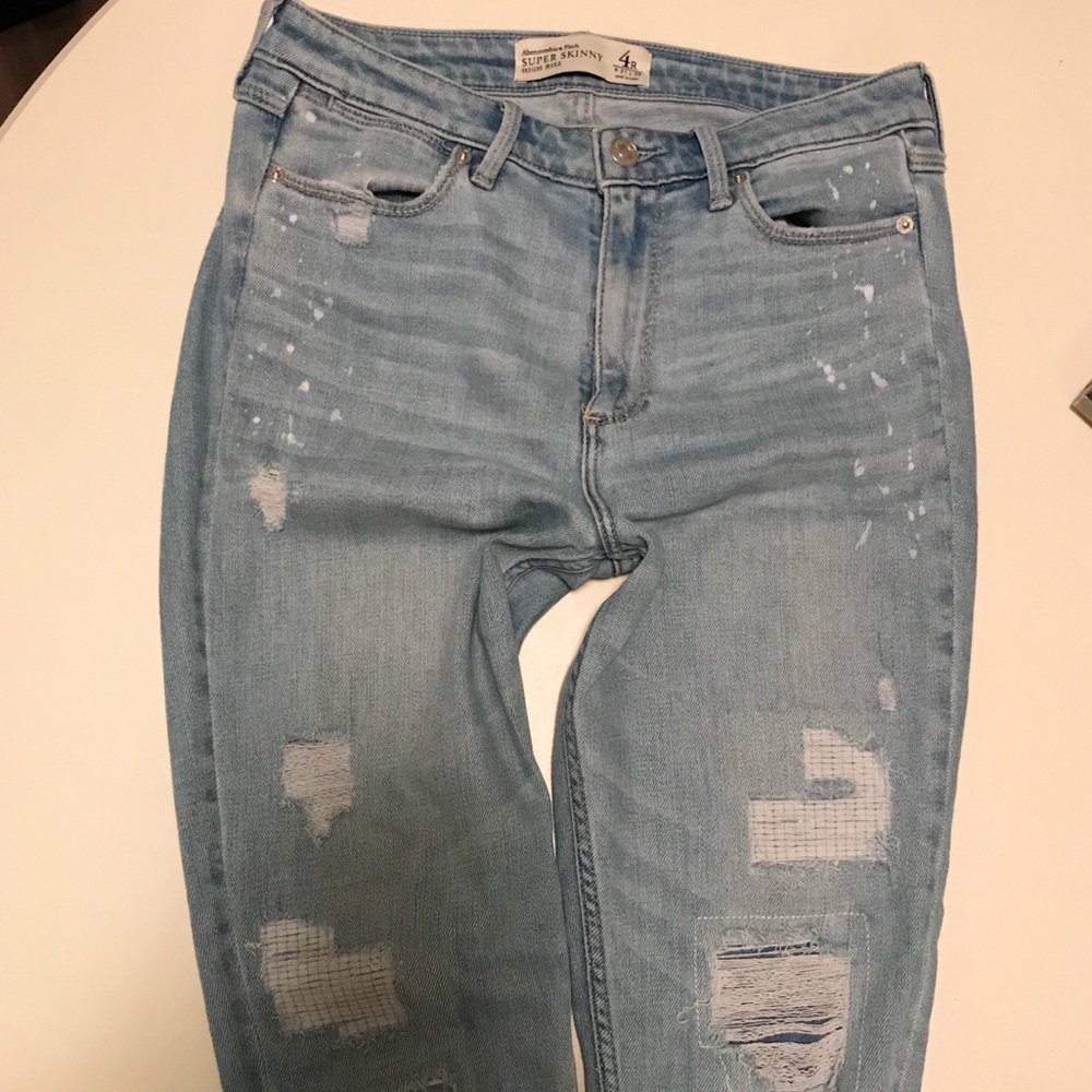 Abercrombie & Fitch high rise distressed jeans
